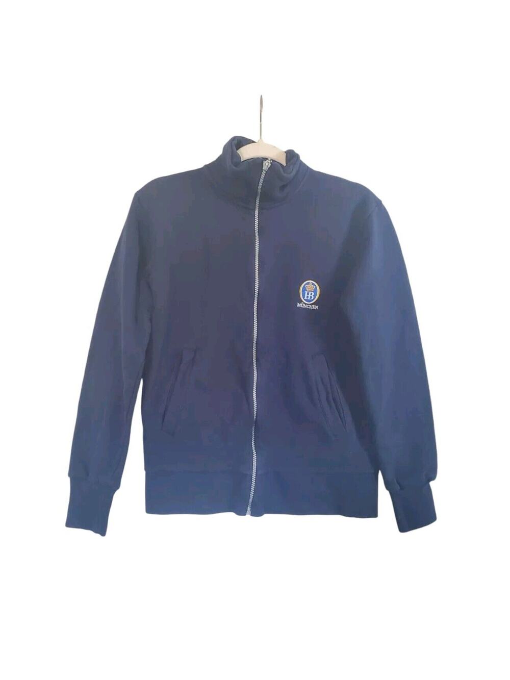 Hofbrauhaus Munchen Navy Blue Logo Cotton Full Zip Sweatshirt, Women's Small
